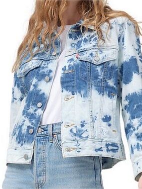 Levi's Blue & White Tie-Dye Denim Trucker Jacket - Size 1X